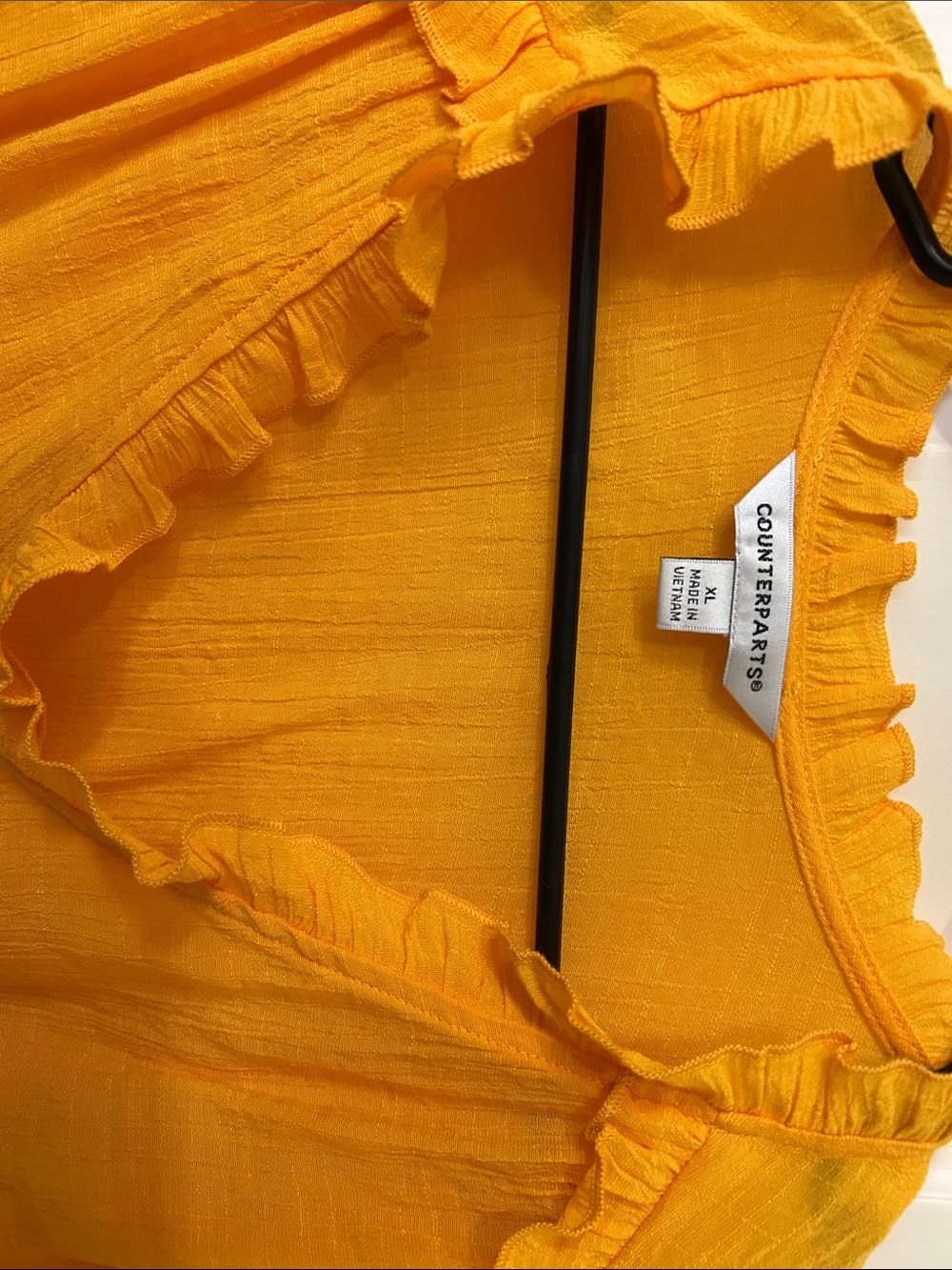 Counterparts Vibrant Yellow Ruffle Peasant Blouse - Picture 2 of 4